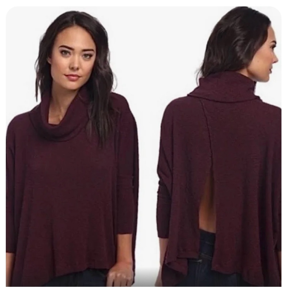 Free People We The Free Burgundy Turtleneck Top